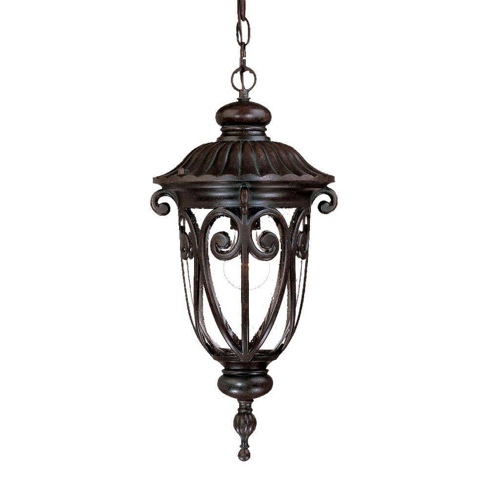 Naples Collection 1-Light Marbleized Mahogany Outdoor Hanging Lantern Light Fixture price history on PriceWatchPro