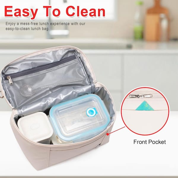 Cream Nylon Insulated Lunch Bags for Women Cooler Bag Lightweight Nylon Waterproof Lunch Box for Work