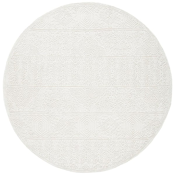 SAFAVIEH Trace Ivory 7 ft. x 7 ft. High-Low Round Area Rug