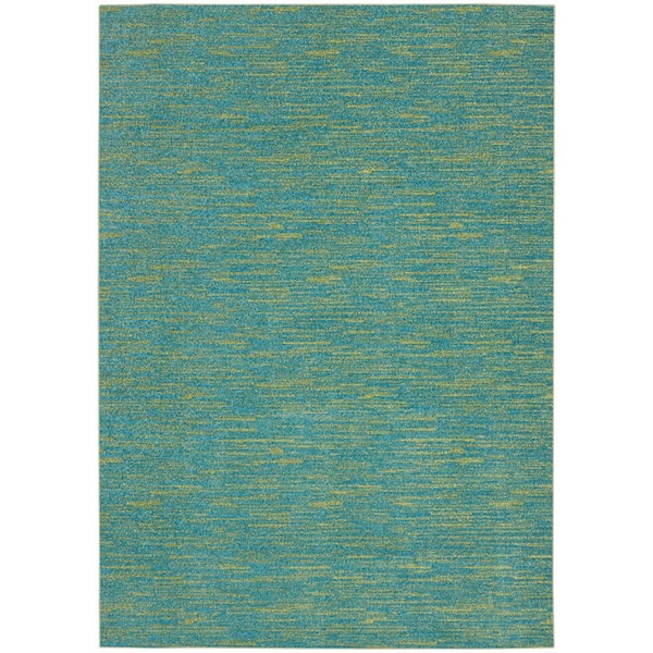 Nourison Essentials 4 ft. x 6 ft. Blue Green Solid Contemporary Indoor/Outdoor Patio Area Rug