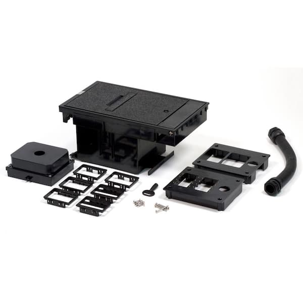 Wiremold Black 2-Gang Outdoor Ground Box Low Voltage Box Assembly for Communication and A/V