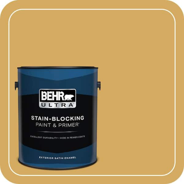 BEHR ULTRA 1 gal. #350D-5 French Pale Gold Satin Enamel Exterior Paint & Primer