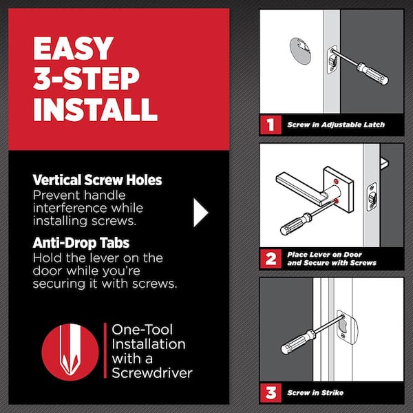 Kwikset Tustin Matte Black Keyed Entry Door Handle Featuring SmartKey Security with Microban Antimicrobial Technology