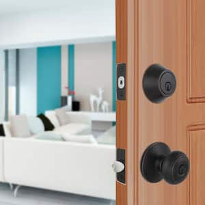 Hartford Aged Bronze Entry Knob and Double Cylinder Deadbolt Combo Pack