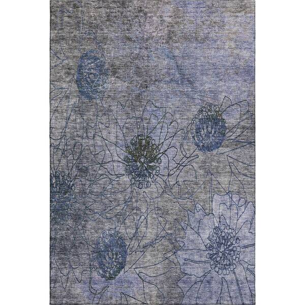 Mayfield Premium Machine Washable Abstract AMF2235 Gray 3 ft. x 5 ft. Area Rug