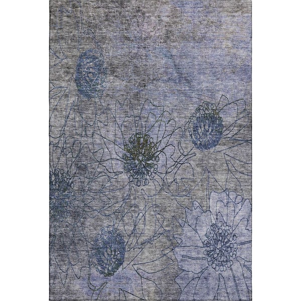 Mayfield Premium Machine Washable Abstract AMF2235 Gray 5 ft. x 7 ft. 6 in. Area Rug