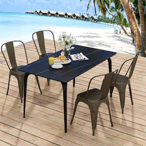 Gun Steel Stackable Armless Dining Chair (Set of 4)