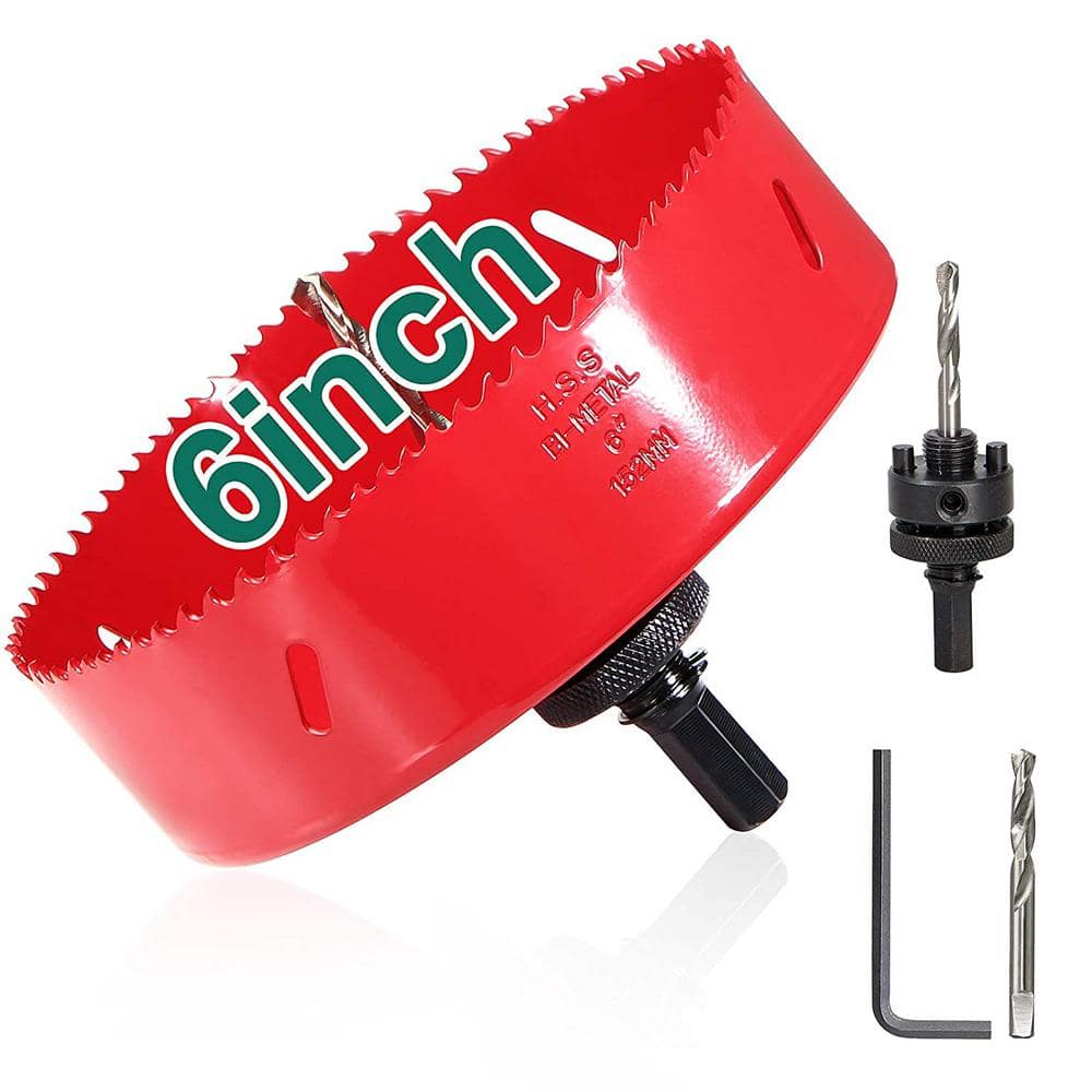 HYCHIKA 6 in. BiMetal Hole Saw with 1/2 in. Arbor and Pilot Bit HS152B