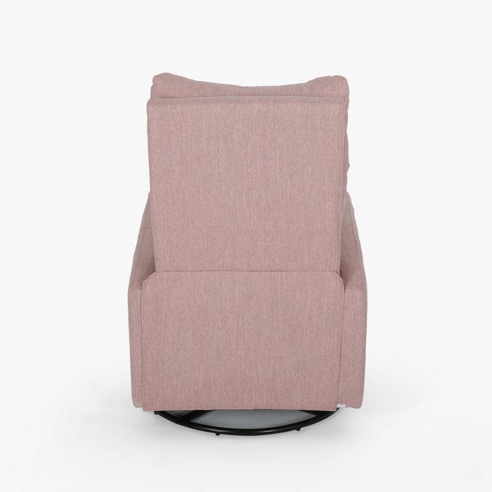 Handcrafted Light Pink Fabric Swivel Glider Recliner