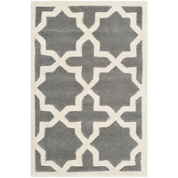 SAFAVIEH Chatham Dark Grey/Ivory 2 ft. x 3 ft. Geometric Multi-Point Diamond Area Rug