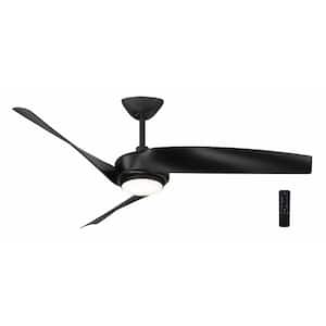 Tudor 56 in. Indoor Matte Black with Black Blades Ceiling Fan with Adjustable White Integrated LED with Remote Included