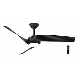 Tudor 56 in. Integrated CCT LED Indoor Matte Black Ceiling Fan with Light and Remote Control