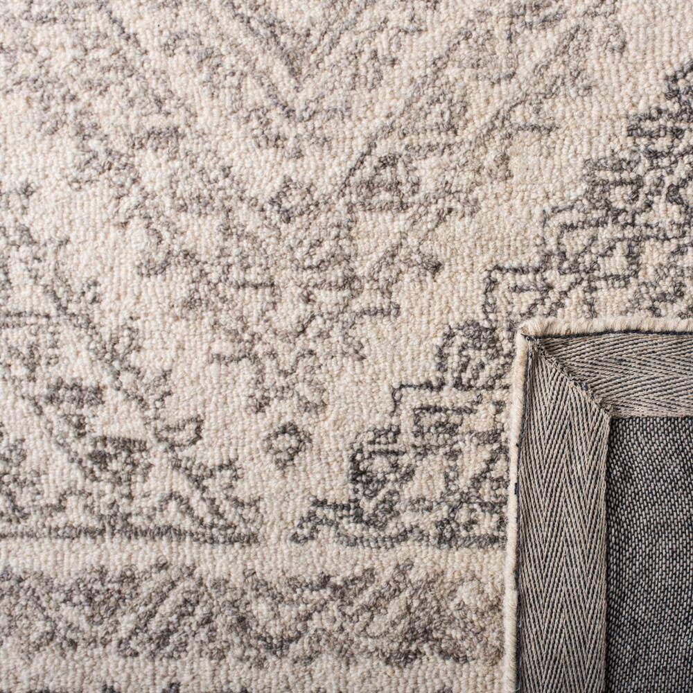 Ivory and Light Brown Geometric Wool 4' x 6' Handmade Tufted Rug