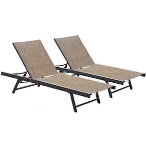Urban Aluminum Outdoor Sling Chaise Lounger in Granite Brown (2-Pack)