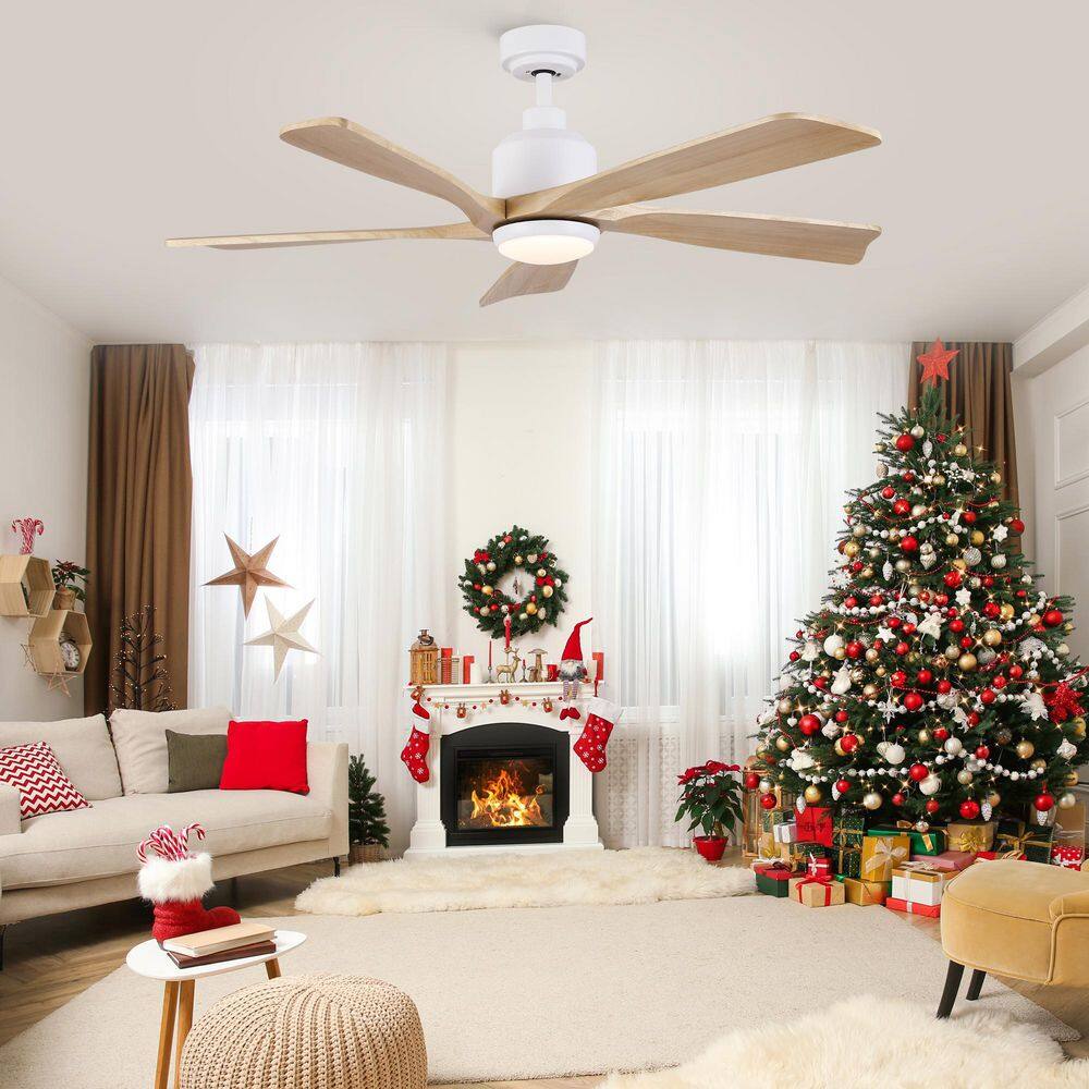 TeakAura 52 in. Indoor Matte White Downrod Standard Ceiling Fan with Light, Wall Holder and Remote Included price history on PriceWatchPro