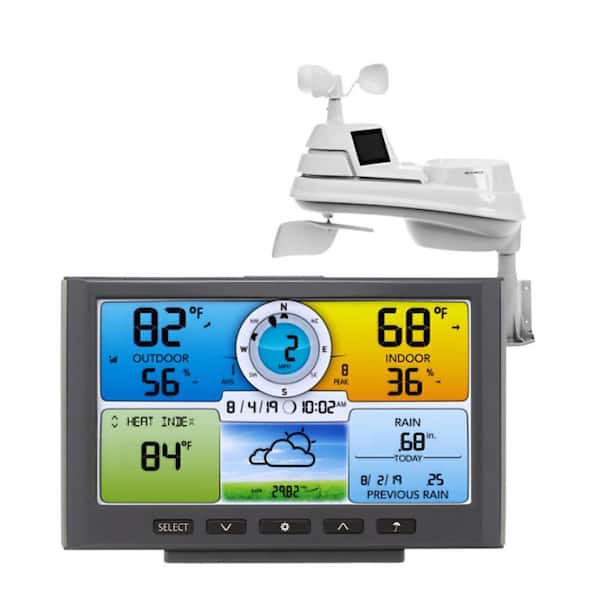 LCD 5-in-1 Home Weather Station with Wi-Fi Connection Temperature, Humidity, Wind Speed/Direction, and Rainfall Display