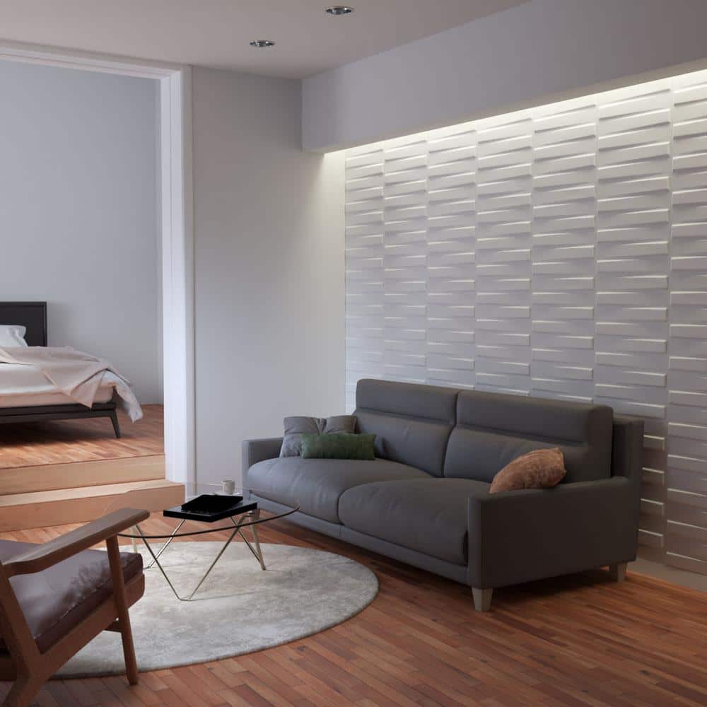 White Textured PVC 3D Decorative Wall Panel, 19 5/8" x 19 5/8"