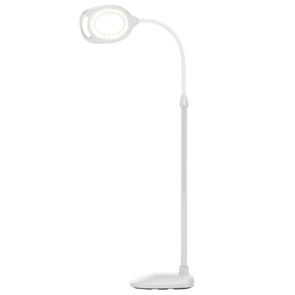 Adjustable Silver LED Magnifier Floor and Table Lamp