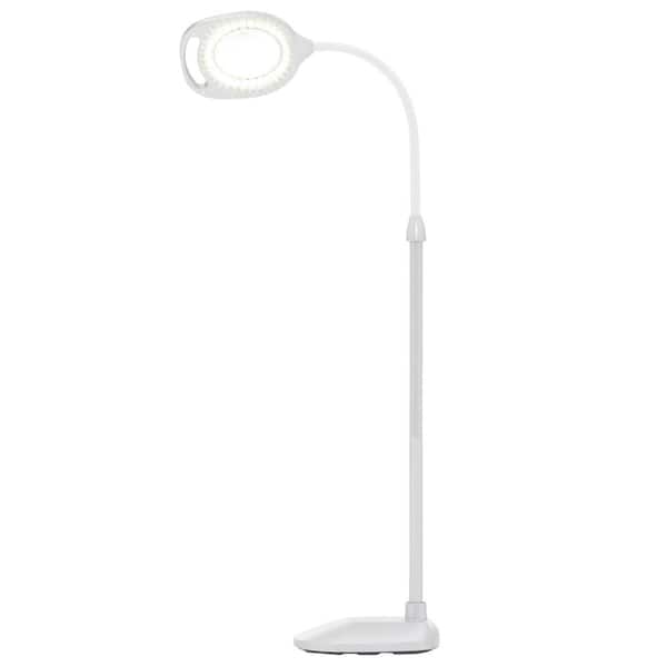 OttLite - 56.75 in. LED 2-in-1 Magnifier Gray Floor and Table Lamp