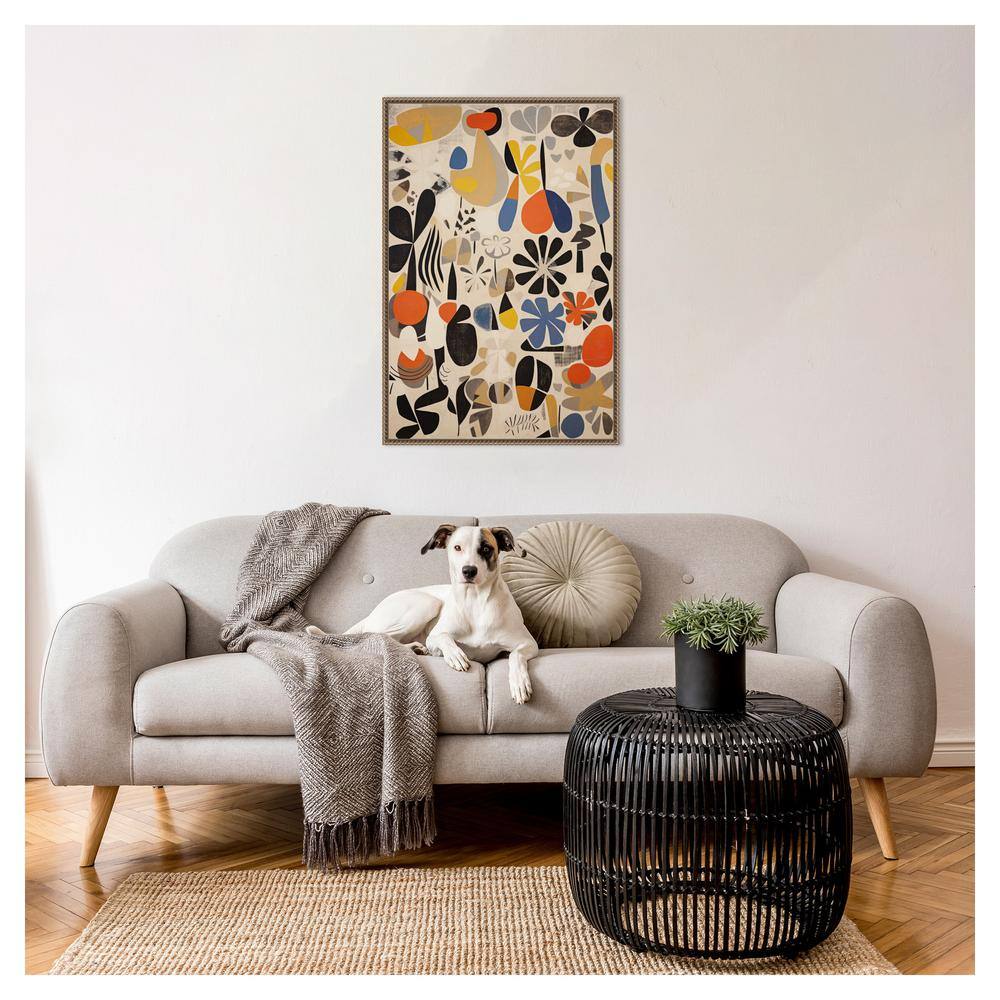 Botanical Selection Abstract Canvas Wall Art with Bronze Frame