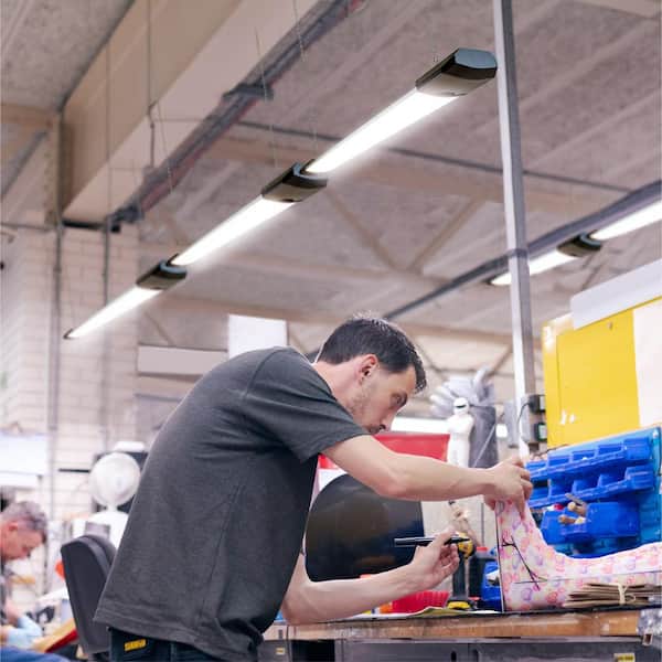 4 ft. 100-Watt (300- Watt Equivalent) Integrated LED 10,000 Lumens 4000K Garage Lighting Shop Light, Silver (4-Pack)