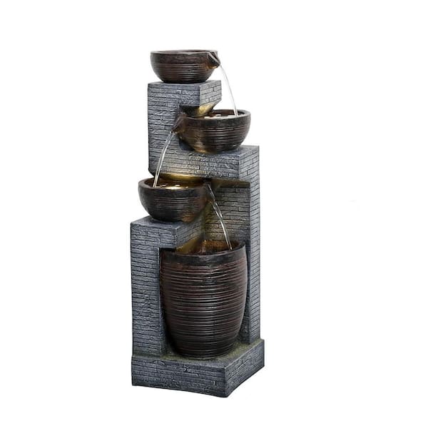 Tunearary Rustic 40 in. Tall Resin 4-Tiered Water Floor Standing ...