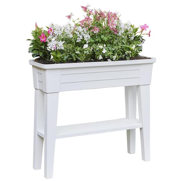 Southern Patio 36 in. x 11.8 in. x 31.5 in. White Plastic 40 Qt. Capacity Large Raised Garden Planter