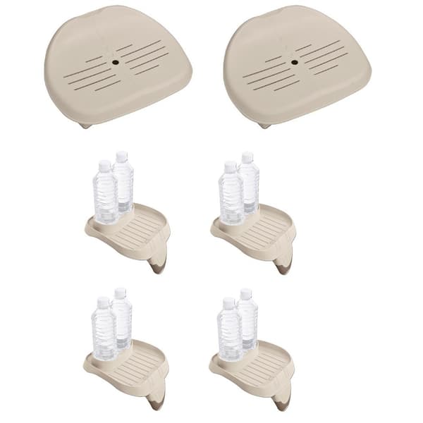 Intex Slip Resistant Spa Seat (2-Pack) and Cup Holder and Refreshment Tray (4-Pack)