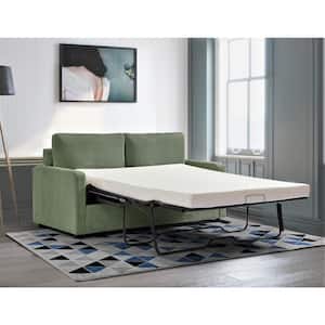 Manchester Polyester Corduroy 70 in. Dark Green Square Arms Sofa Bed