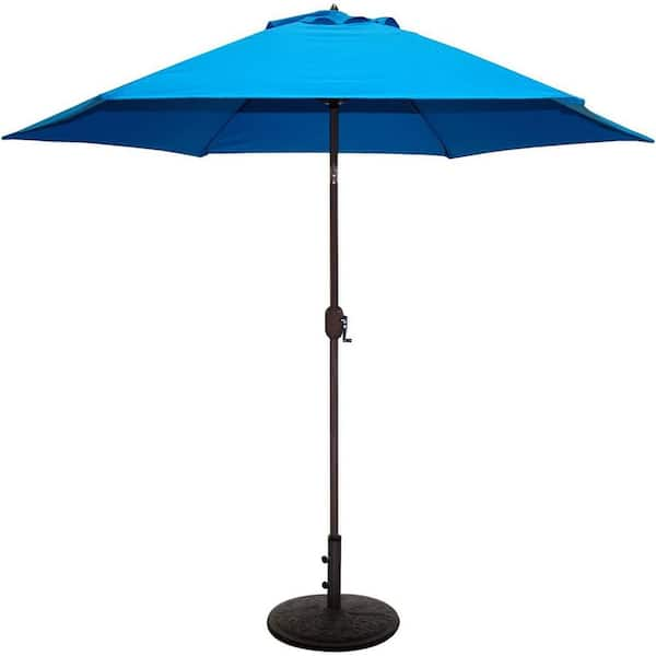 Dyiom 9 ft. Patio Umbrella Bronze Aluminum Frame with Royal Blue Cover ...