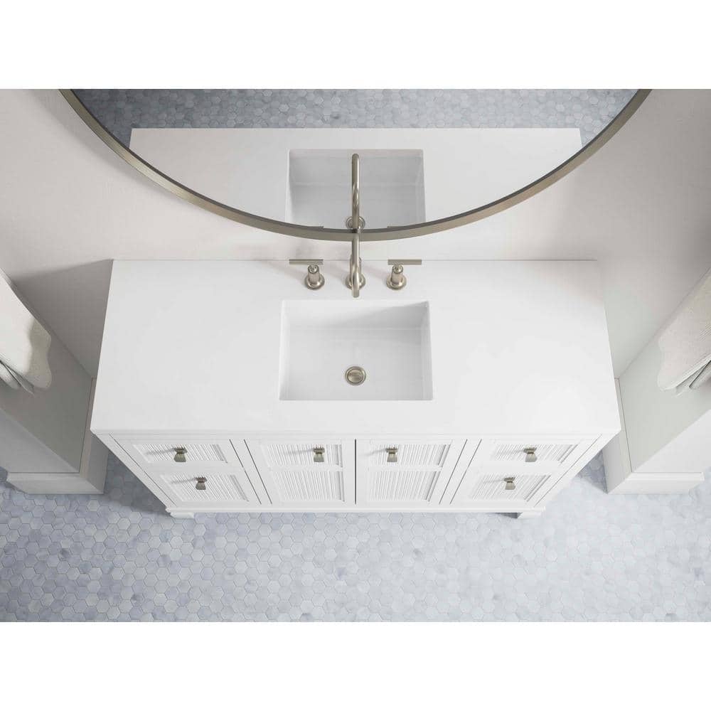 Hearthaven 48-Inch White MDF Bathroom Vanity with Quartz Top