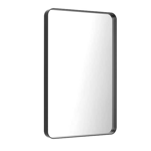 28 in. W x 36 in. H Rectangular Aluminum Framed Explosion-Proof Wall Bathroom Vanity Mirror in Black