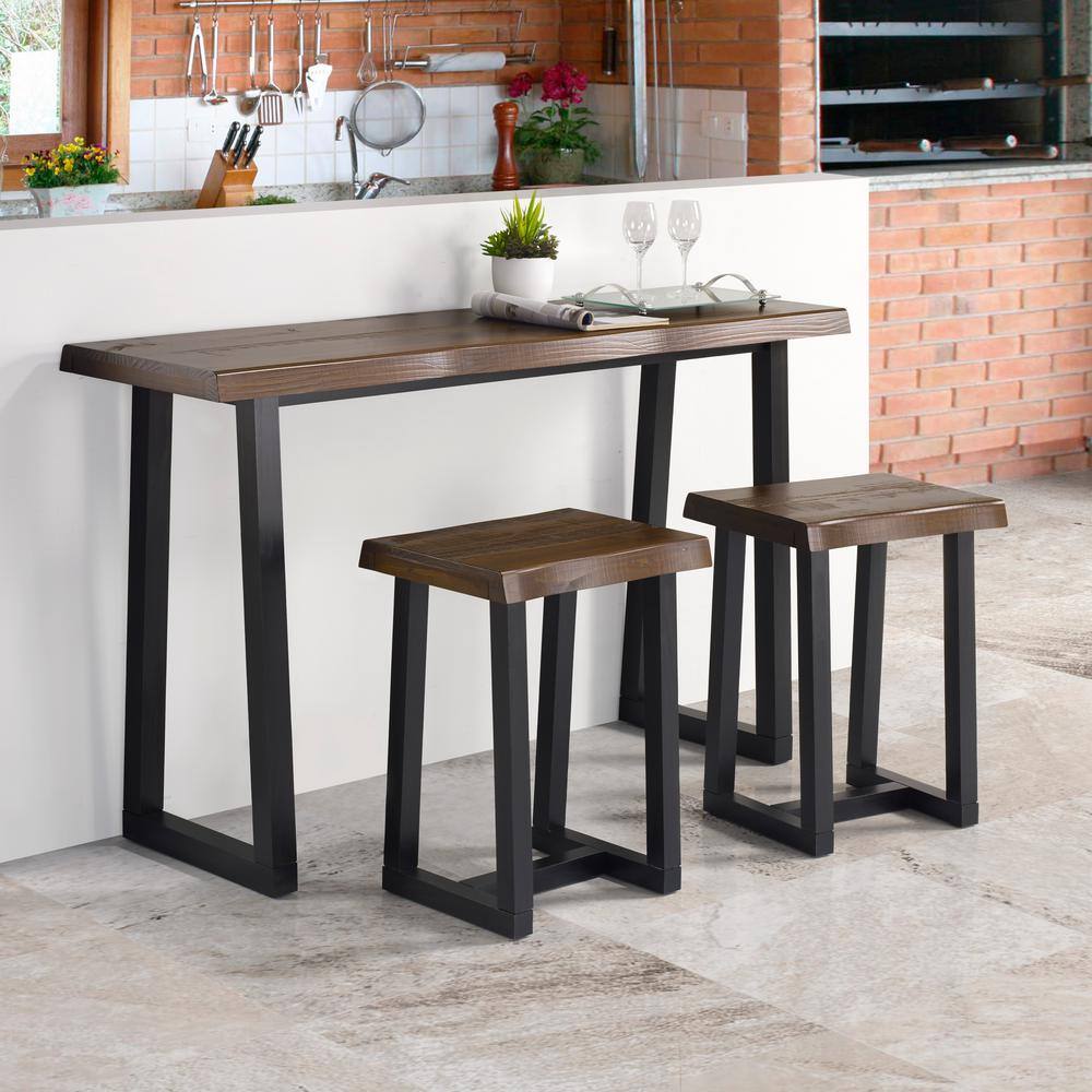 Jennings Rustic Live Edge Black/Brown Counter Stool, Set of 2