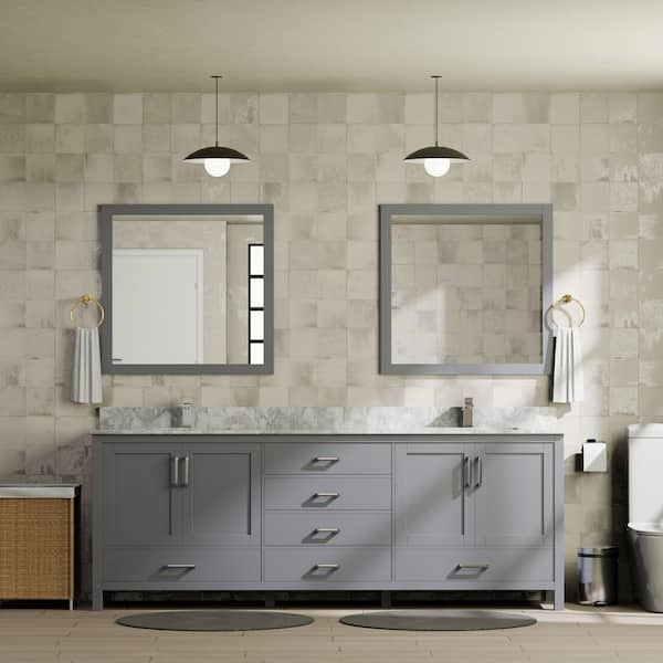 Jacques 80 in. W x 22 in. D Dark Grey Double Bath Vanity and Carrara Marble Top