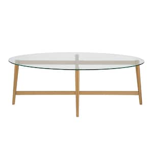 Olson 51 in. Gold Large Oval Glass Coffee Table