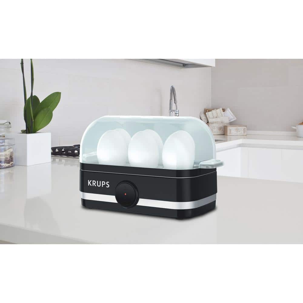 Krups Black Stainless Steel 6-Egg Electric Cooker with Accessories