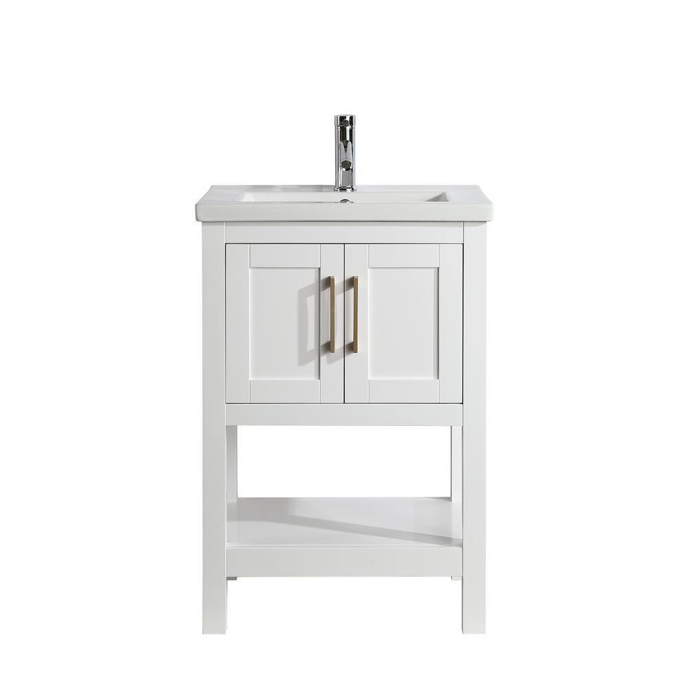 Design Element Alissa 24 in. W x 18.5 in. D x 35 in. H Bath Vanity in White with Porcelain Vanity Top in White with White Basin -  SPV02-24-WT