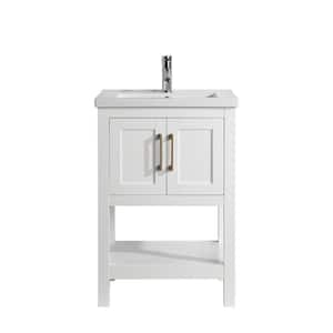 Alissa 24 in. W x 18.5 in. D x 35 in. H Bath Vanity in White with Porcelain Vanity Top in White with White Basin