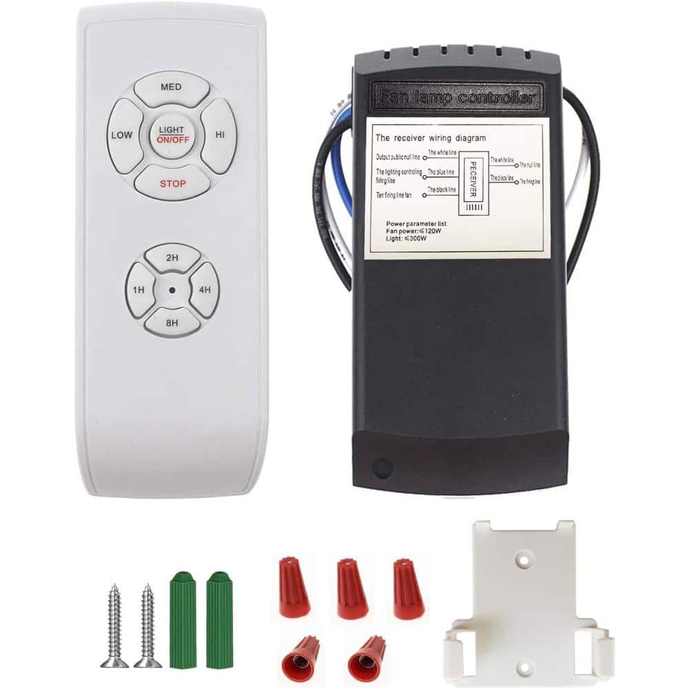 White Universal Ceiling Fan Remote Control Kit with Timer