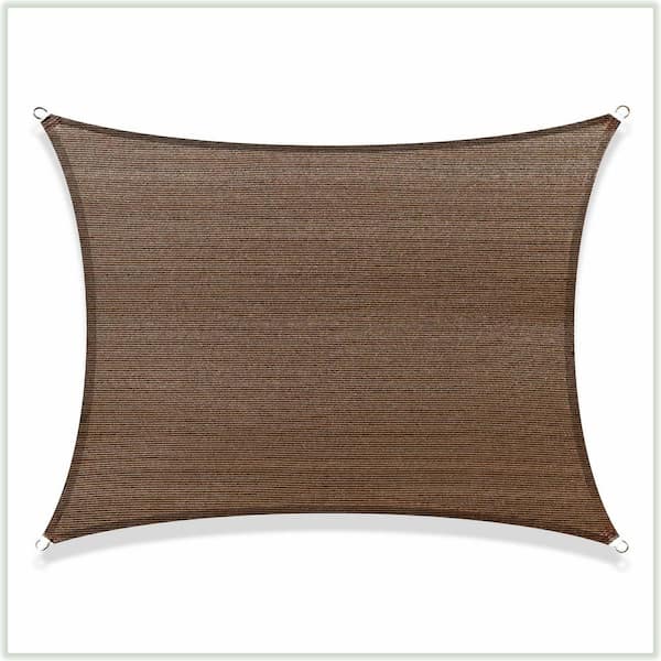 COLOURTREE 23 ft. x 10 ft. 190 GSM Brown Rectangle Sun Shade Sail Screen Canopy, Outdoor Patio and Pergola Cover (Custom Size)