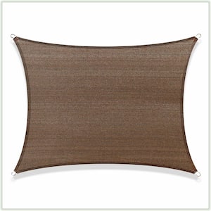 14 ft. x 18 ft. 190 GSM Brown Rectangle Sun Shade Sail Screen Canopy, Outdoor Patio and Pergola Cover