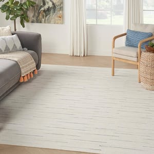 Interweave Ivory 9 ft. x 12 ft. Solid Ombre Geometric Modern Area Rug