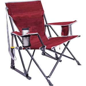 Metal Outdoor Rocking Chair, Outdoor Freestyle Rocker Portable Rocking Chair and Outdoor Camping Chair ，red