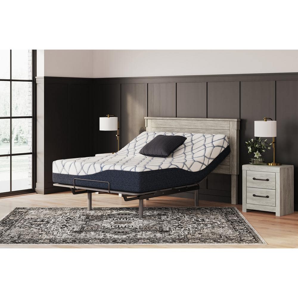 Full Blue and White Adjustable Memory Foam Mattress