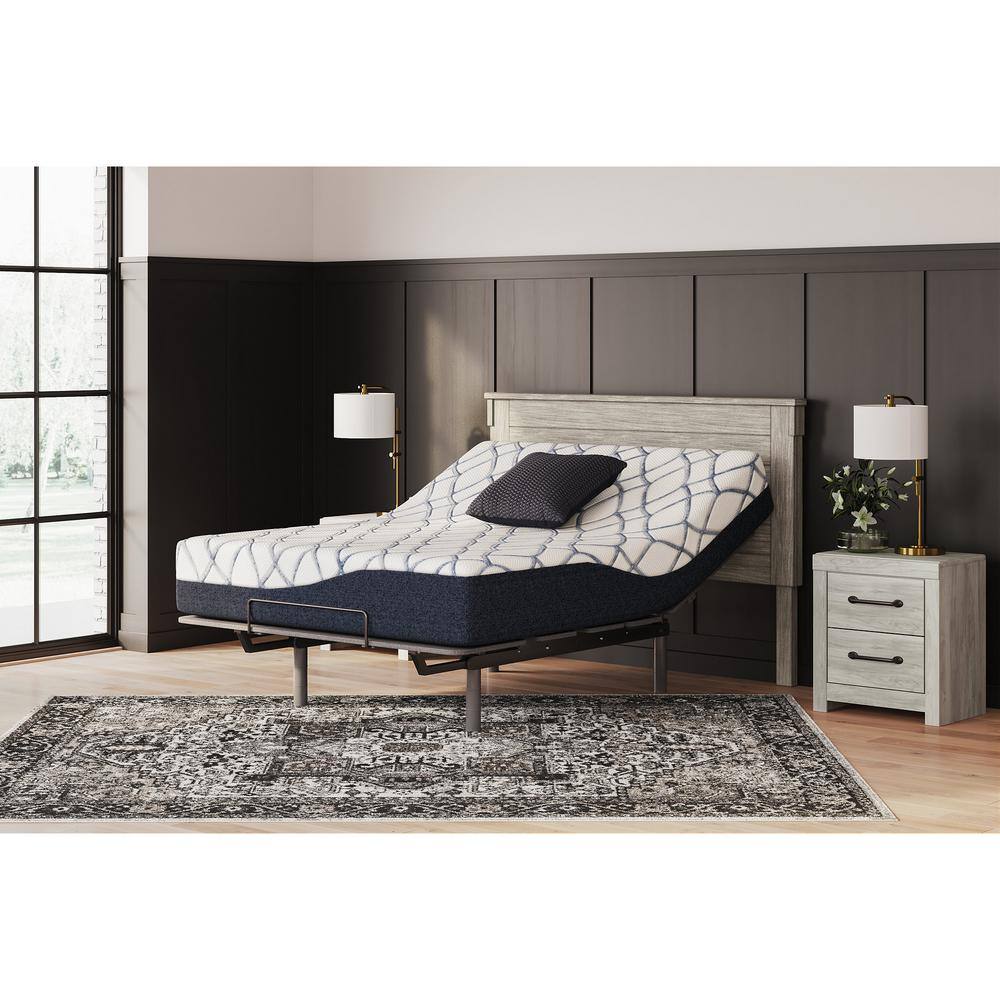 King Blue and White Adjustable Memory Foam Mattress