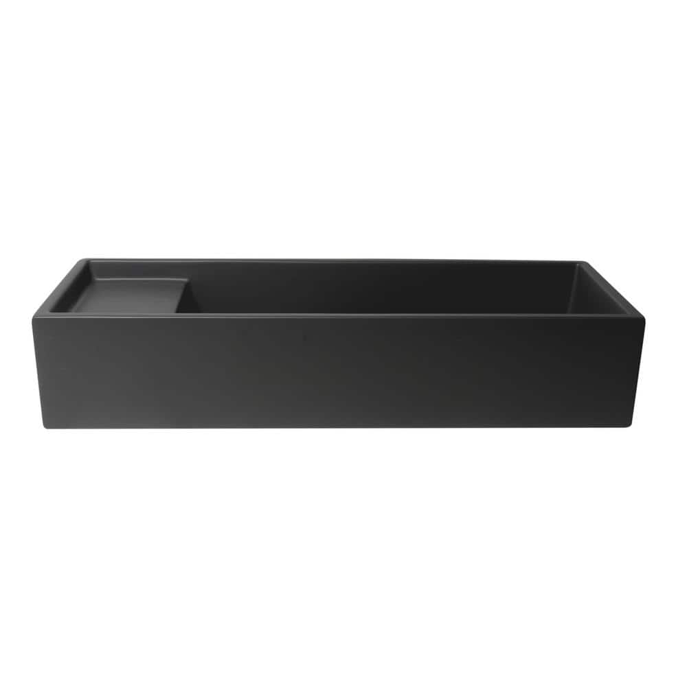 Matte Black Ceramic Rectangular Above-Counter Bathroom Sink