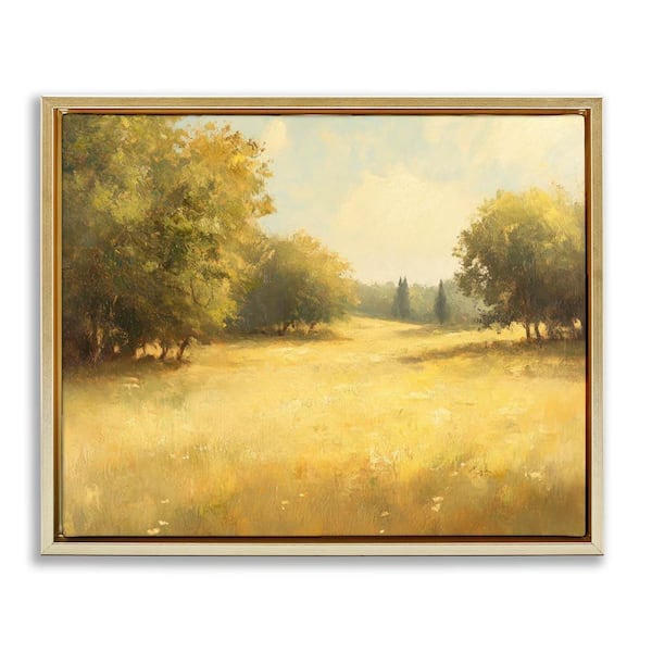 Stupell Industries Calming Countryside Nature by Petal Prints Design Gold Floater Frame Nature Graphic Art Print 17 in. x 21 in.