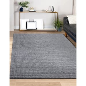 Fana Gray/Silver 9 ft. x 12 ft. Transitional Striped Organic Wool Indoor Area Rug