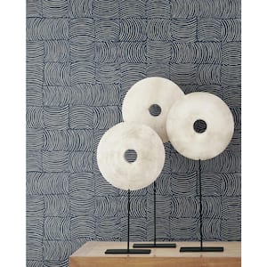 Blue Denim Organic Squares Vinyl Peel and Stick Wallpaper Roll (Covers 31.35 sq. ft.)
