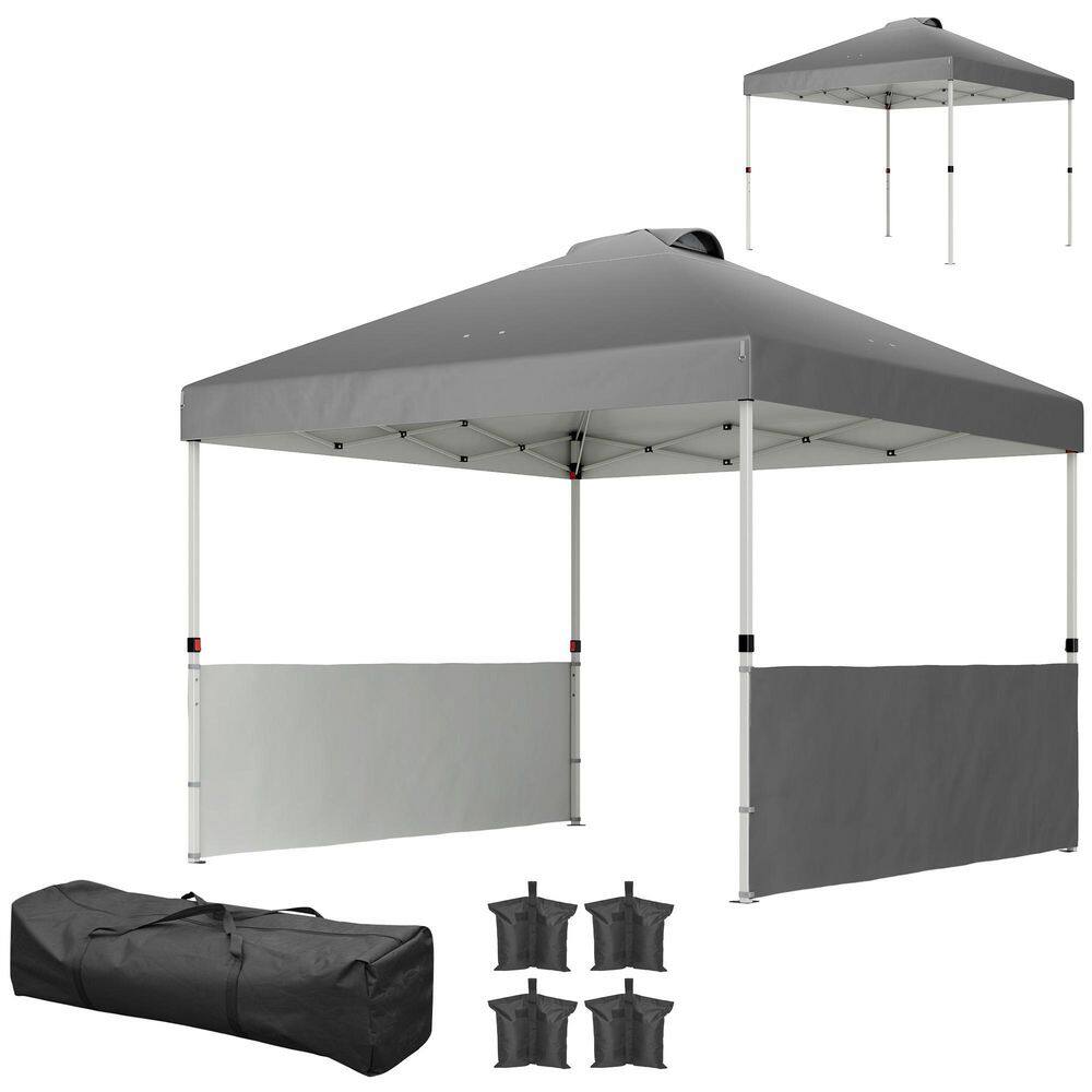10 ft. x 10 ft. Dark Gray Pop Up Canopy Tent with 2 Half Sidewalls, Tents f